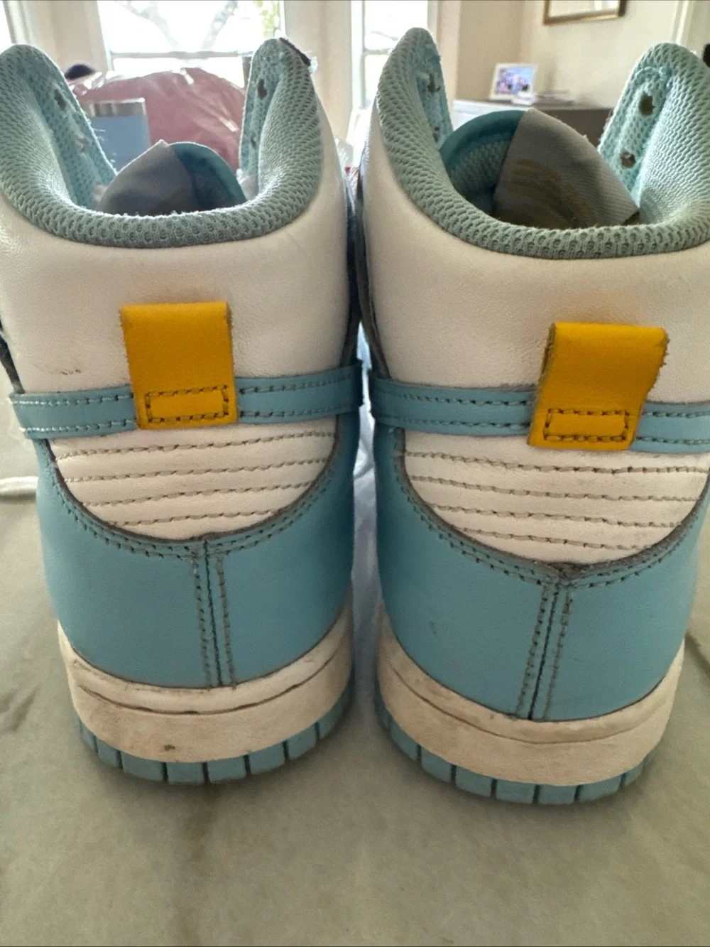 Nike Kids High-Top Sneakers in Light Blue and White